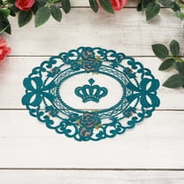 2 Pcs Lace Placemats, 11.8x4.6Inches Vintage Table Doilies Oval Embroidered Crochet Lace Dolly Cup Mat for Table Vase Home Decor, Peacock green