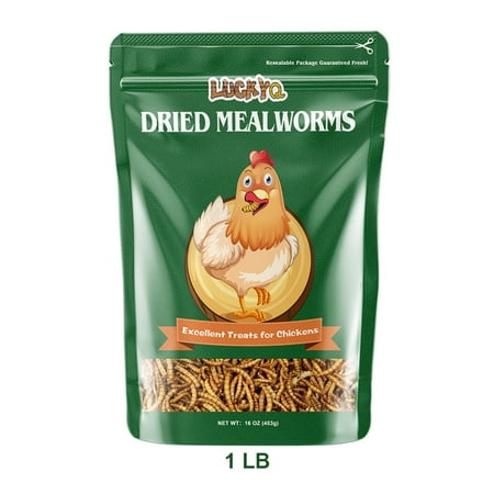 LUCKYQ Dried Mealworms 1LB,High-Protein Bulk Mealworms for Birds, Chickens, Turtles, Fish, Hamsters, and Hedgehogs, Non-GMO and Chemical Free, All Natural Animal