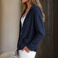 thumbnail image 5 of Cotton Linen Hooded Jackets for Women Fall Casual Long Sleeve Button Down Jacket Lightweight Loose Open Front Jackets, 2XL, 5 of 5