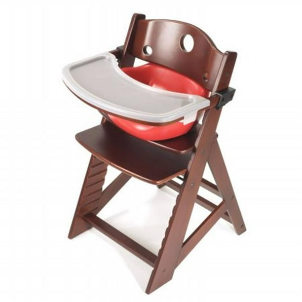 Keekaroo Height Right High Chair with Infant Seat and Tray Mahogany