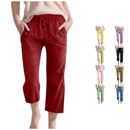 Kids Comfortable High Waisted Wide Leg Pants Elastic Trousers Comfy Straight Leg Long Pants with Pockets Baby Girl Clothes Summer 13-14 Years