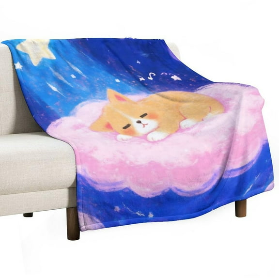 Cat Print Flannel Blanket Novelty Pattern Nap Blanket Sofa Room Office Soft Throw Blanket Outdoor Camping Warm Blanket