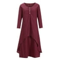 thumbnail image 4 of JUNWELL Robes d'Été Grande Taille pour Femmes à Manches Longues en Coton et Lin Décontractées Amples Unies Irrégulières Robe Maxi pour Femmes, 4 of 7