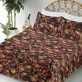 thumbnail image 3 of Ambesonne Floral Fitted & Flat Sheet with Shams 4 Pcs Set, Ethnic Grunge Flowers Art, Queen, Raspberry Green and Mustard, 3 of 5