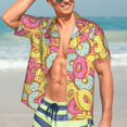 thumbnail image 7 of Fuzoiu Donut and Blue Print Hawaiian Shirt for Men, Summer Beach Casual Short Sleeve Button Down Shirts, Men’s Beach Summer Shirts with Pocket,Small, 7 of 7