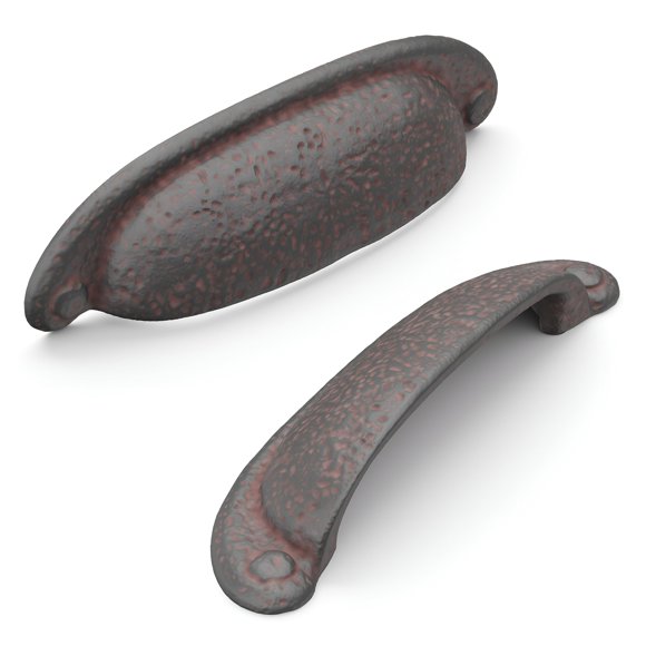 Tirador para gabinete Hickory Hardware, hierro rústico, perforación de 9,6 cm