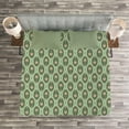 thumbnail image 3 of Ambesonne Geometric Quilted Bedspread Set 3 Pcs, Peacock Feathers, King Size, Pistachio Green Tan, 3 of 3