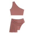 thumbnail image 4 of Aislor Women's Rhinestone Crop Tank Top with Mesh Skirted Briefs Dancewear Dusty Pink XL, 4 of 7