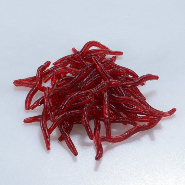 50pcs Red Worms Fishing Lures Artificial Soft Fishing Bait 1.4inches(3.5cm)  50pcs 