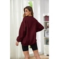 thumbnail image 5 of Meladyan Halloween Skull Graphic Print Fleece Oversized Sweatshirt Crewneck Long Sleeve Drop Shoulder Pullover, 5 of 10