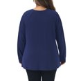 thumbnail image 4 of DARING DIVA Women's Plus Top Crew Neck Pleated Shirts Loose Fit Tunic Tops 1X Navy Blue, 4 of 6