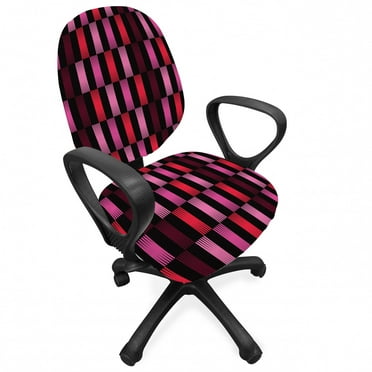 Abstract Office Chair Slipcover, Rectangular Shapes with Geometric Patterns in Modernistic Design, Stretch Decorative Fabric Cover, Standard Size, Charcoal Grey and Multicolor, by Ambesonne