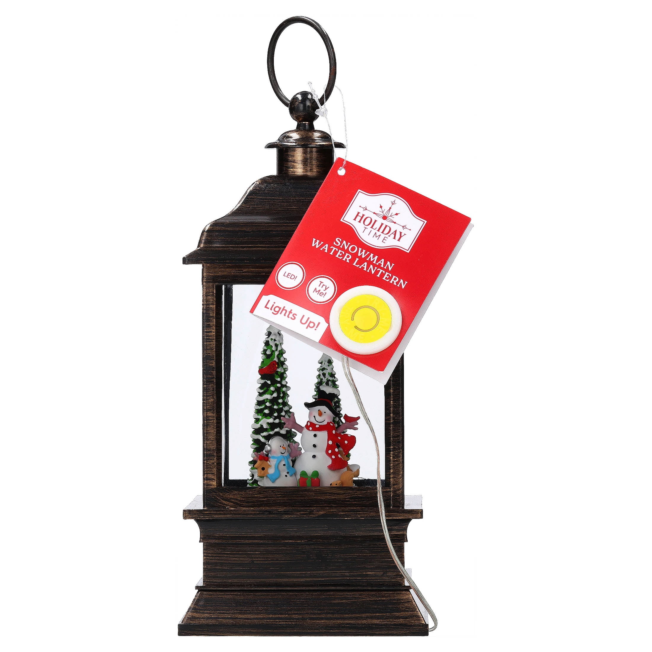Light-Up Snowman Square Water Lantern Christmas Decoration, Multicolor, 9", by Holiday Time