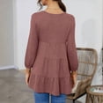 thumbnail image 4 of Htigea Womens Babydoll Tops Waffle 3/4 Long Sleeve Peplum Tunic Shirts Fall Casual Loose Fit Blouses Brown M, 4 of 4