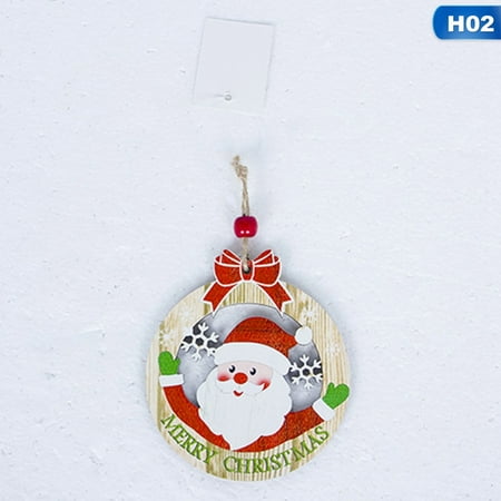 Christmas Craft Items Fancyleo Item 2Pcs Round Wooden Diy Creative Christmas Tree Pendants Decoration Wood Crafts Christmas Ornaments Party Home Decor Supplies ()