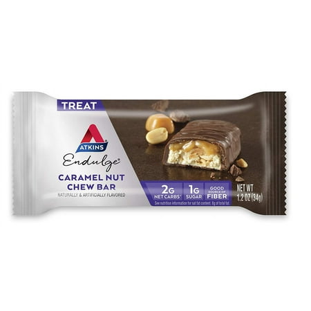 Atkins Endulge Treat, Caramel Nut Chew Bar, Keto Friendly, 5 Count