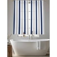 thumbnail image 6 of Navy Blue Stripe Semi Sheer Curtains 72 Inch Length 2 Panels Set, Geometric Grey White Vertical Striped Sheer Kitchen Curtain Privacy Voile Window Curtain for Living Room Bedroom Rod Pocket Drapes, 6 of 7