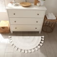 thumbnail image 2 of Cotton Half Circle Boho Bathroom Rug with Antiskid 22"x36" Ivory – 100% Cotton Scalloped Bath Mat, Anti‑Skid, Soft & Absorbent Bathroom Rug for Shower, Tub & Entryway, 2 of 5