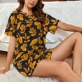 thumbnail image 4 of Daiia fall leaf Pattern Womens Pajama Sets Short Sleeve Pajamas for Women Sets Soft Lounge Sets Casual Round Neck Sleepwear PJS-Large, 4 of 7
