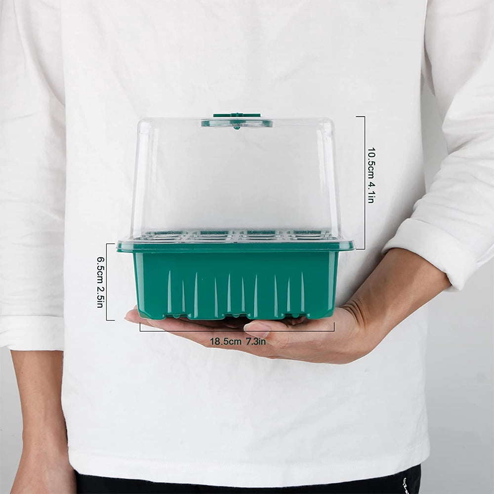 Fangsheng 10 Pack Seed Starter Kit, 120 Cells Germination Trays with Dome - Plastic Seeding Tools and Labels Included