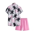 thumbnail image 3 of Men's 2 Piece Outfits, Summer Hawaiian Beach Short Sleeve Button Down Shirts And Drawstring Shorts Set Suits, Palm Trees Print Shirts, 3 of 5