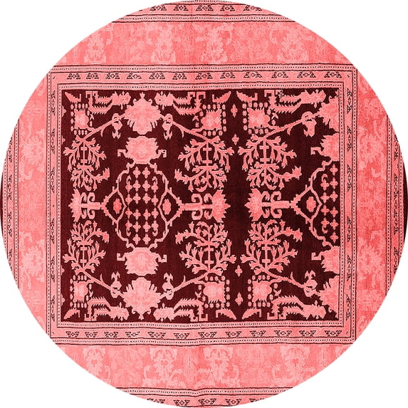 Ahgly Company Indoor Round Oriental Red Industrial Area Rugs, 5' Round