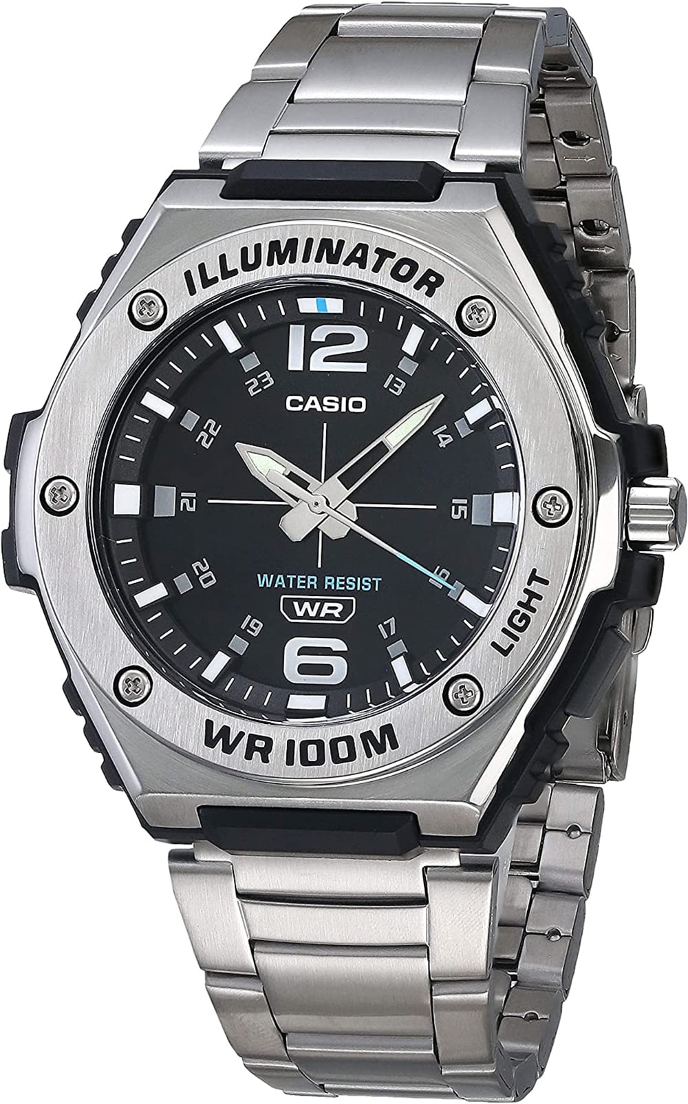 Casio Illuminator Quartz Black Dial Stainless Steel Watch MWA100HD-1AV - Walmart.com