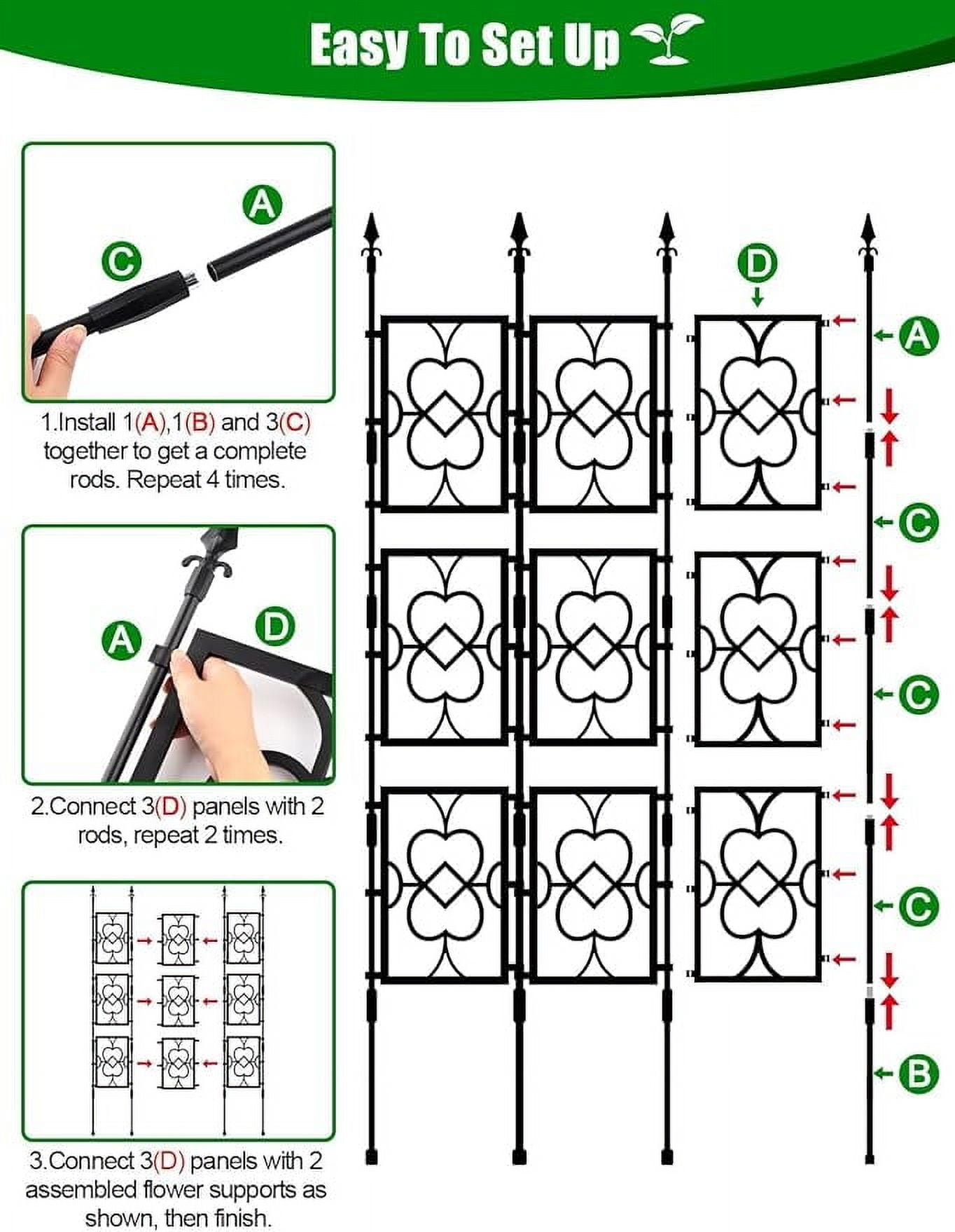 Kalolary 80" Garden Trellis for Climbing Plants – Rustproof Support Frame for Vines, Flowers, Vegetables & Potted Plants, Durable & Thickened Cucumber Trellis for Indoor & Outdoor Use