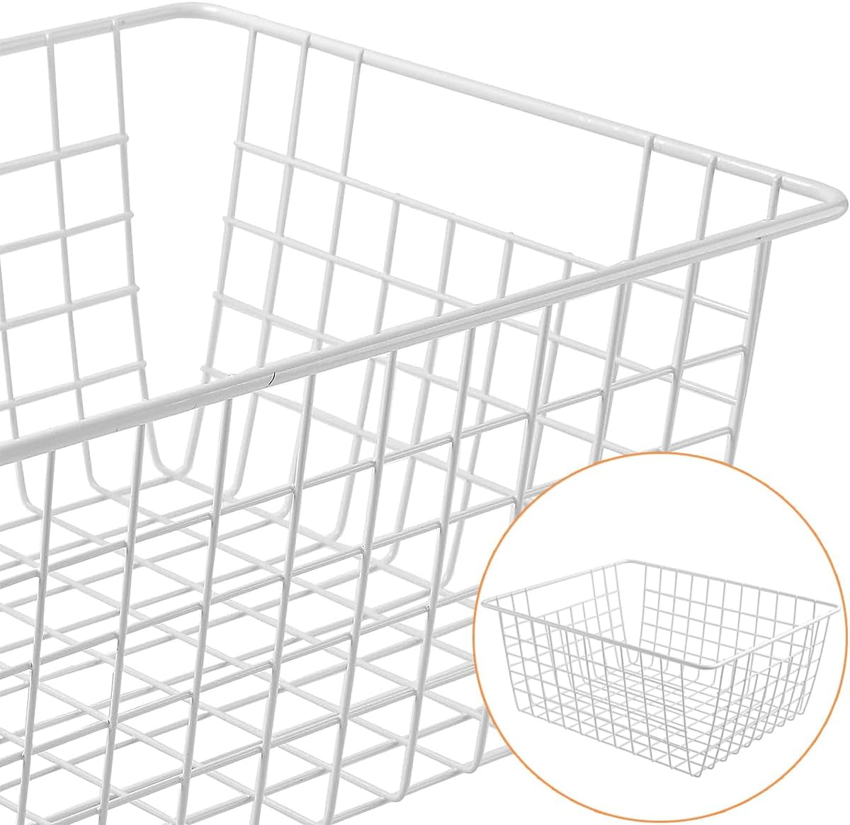 4 Pack Wire Baskets Storage Bin Organizer for Pantry Organizers and Storage, Kitchen Organization Counter Basket for Fruit, Vegetable, Produce, Bread, Potato and Onion Storage Bins(White,Small)