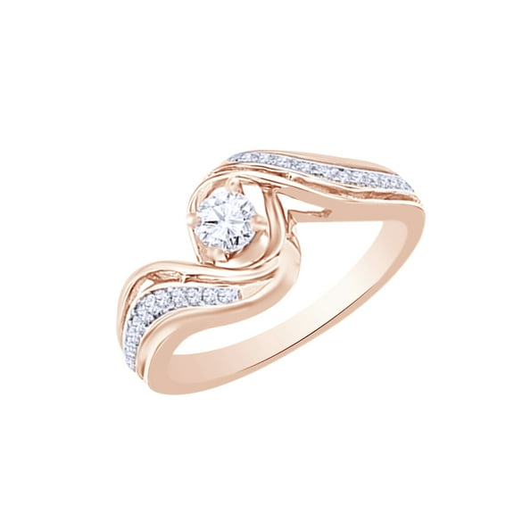 AFFY White Natural Diamond Promise Ring In 10k Rose Gold (0.33 Cttw)