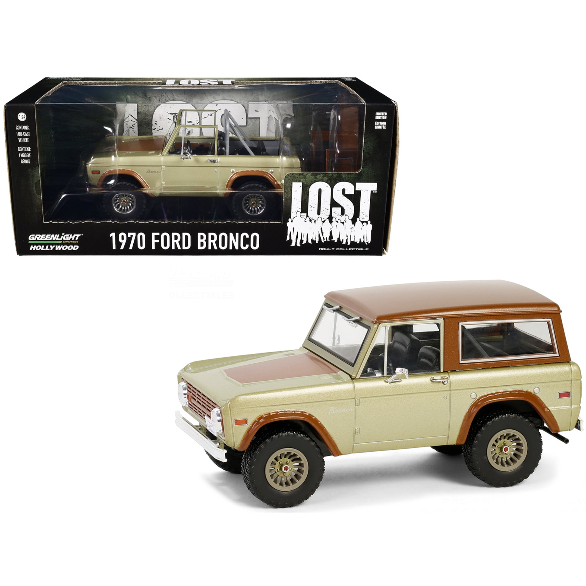 1970 Ford Bronco Gold Metallic with Brown Hood and Top  "Lost" (2004-2010) TV Series 1/24 Die Cast Model Car by Greenlight