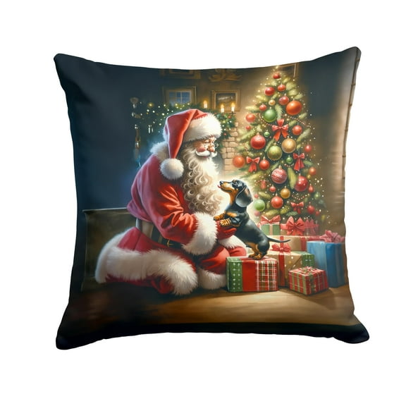 Carolines Treasures DAC4102PW1414 14 x 14 in. Dachshund & Santa Claus Throw Pillow