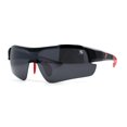 thumbnail image 2 of Classic Mens Baseball Half Rim Shield Sport Plastic Sunglasses Black Red, 2 of 4
