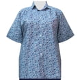 thumbnail image 1 of A Personal Touch Women's Plus Size Short Sleeve Button-Up Cotton Blouse with Pleats - Aqua Cute Calico - 0X, 1 of 3