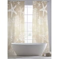 thumbnail image 5 of Brown Gradient Sheer Curtains 108 Inch Long 2 Panels, Nautical Starfish Coral Shell Vintage Light Filtering Rod Pocket Curtains, Sheer Voile Drapes for Living Room Bedroom, 52"x108", 5 of 8