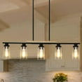 thumbnail image 4 of Farmhouse Kitchen Island Lighting,5-Light Dining Room Light Fixtures Over Table Linear Chandelier Pendant Lighting with Glass Shade and Adjustable Rods for Dining Table Living Room, 4 of 14