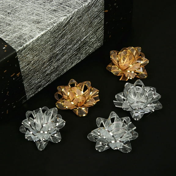 OFFIGAM Bow Decorations Gift Wrapping Bows Golden 5pcs