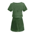 thumbnail image 5 of Robe d'Été Décontractée pour Femmes, Robe à Manches Courtes pour Femmes, Mode Féminine Couleur Unie Robe Mi-Mollet à Col en V, 5 of 5