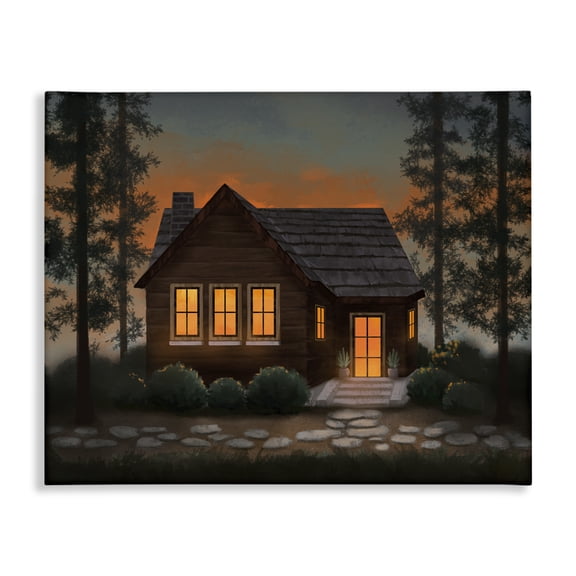 Stupell Industries Farmhouse Cabin Woods Country Landscape Canvas Art, 20 x 16, by Ziwei Li