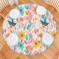 thumbnail image 2 of Pioneer Flower Floral Print Pattern Round Fitted Tablecloth with Elastic Edge,Dining Table Cover Waterproof,Outdoor Round Tablecloth for Camping,Dining,Indoor and Outdoor, 2 of 7