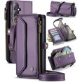 thumbnail image 1 of Estuche tipo Billetera Compatible con Samsung Galaxy S24 Plus Estuche para Teléfono con Bolsillo con Cremallera y Correa Magnética para el Hombro con Cierre a Presión de Cuero PU, 1 of 9