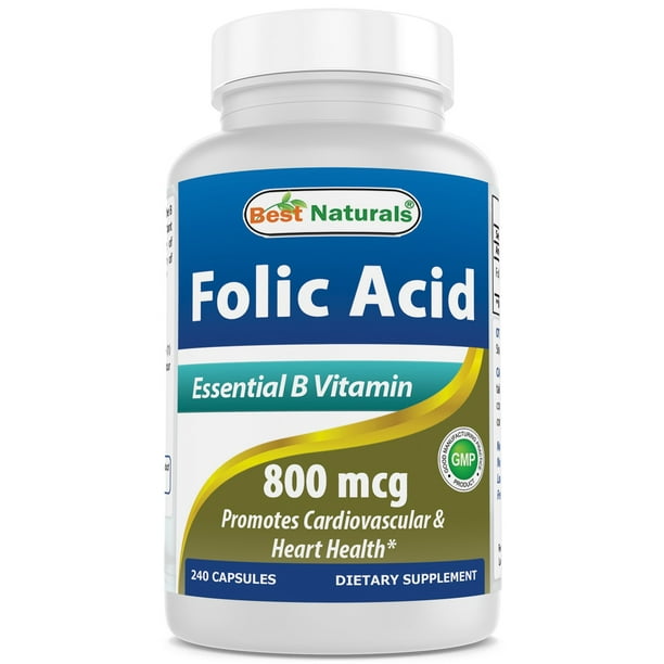 Best Naturals Folic Acid 800 mcg 240 Capsules - Walmart.com