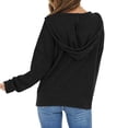 thumbnail image 4 of Baberdicy Cardigan Sweater Ladies Drawstring Hooded Solid Color Zipper Long Sleeve Cardigan Women's Cardigans Black, 4 of 4