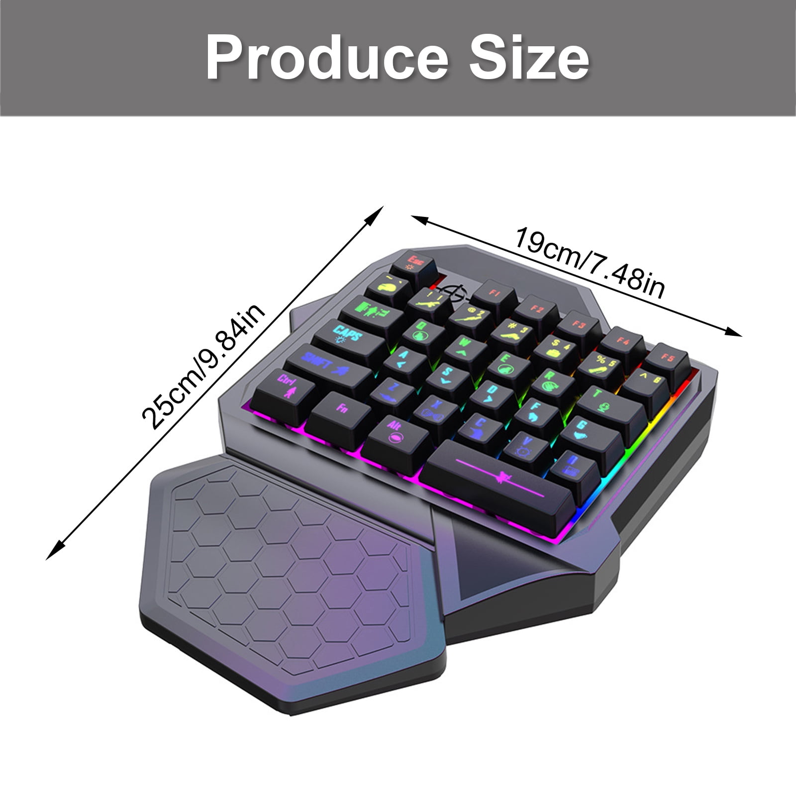 Single Handed Gaming Keyboard Small Gaming Keypad Ergonomic LED 35 Keys Portable Game Controller for PC Desktop Accessories