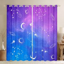 Feelyou Mystic Constellation Blackout Curtains Set of 2 (52x84 Each), Moon Stars Galaxy Window Curtains, Dreamy Cartoon Theme Curtains and Drapes, Curtains and Drapes Room Decor