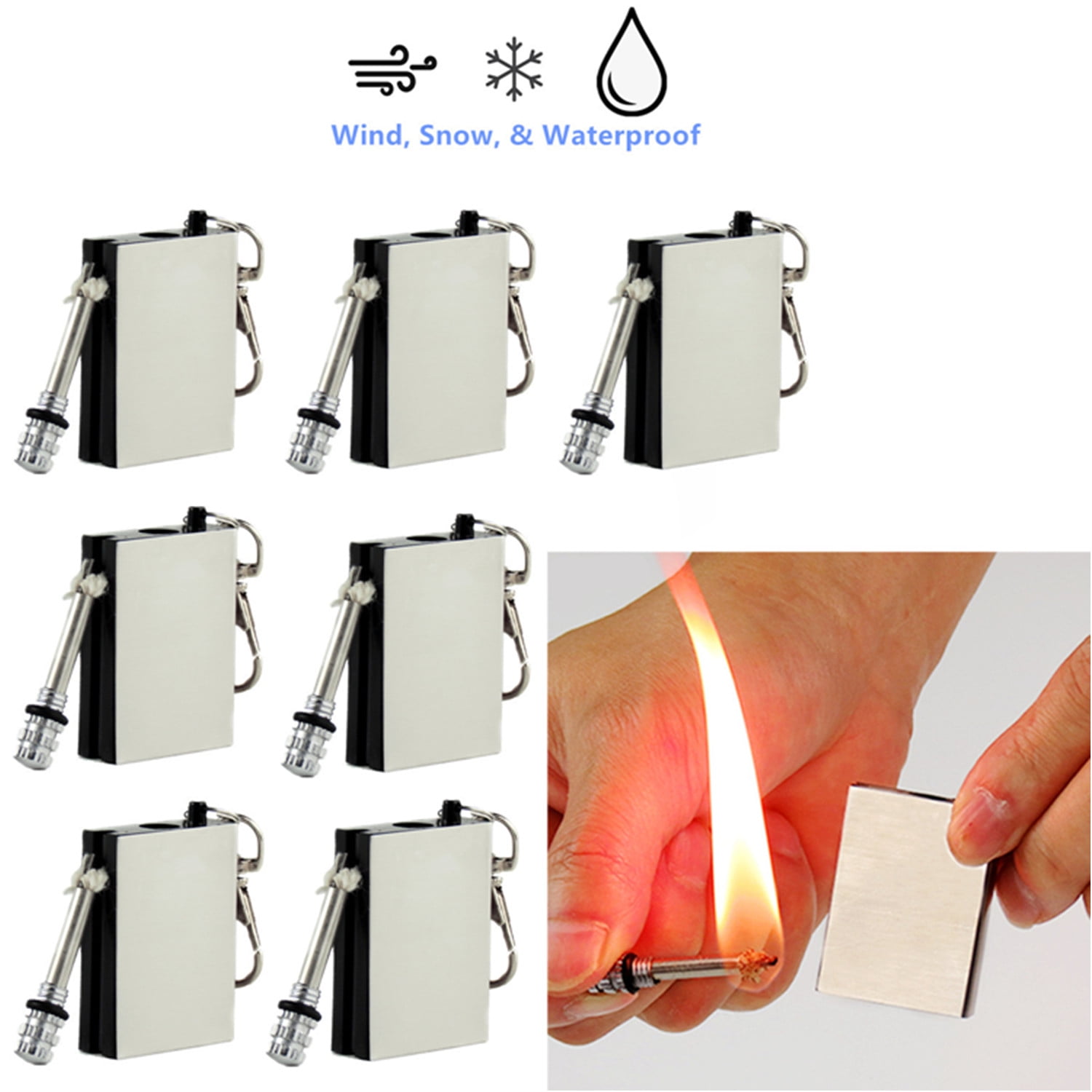 7 Pack of Waterproof & Windproof Permanent Match Lighter, Strike To