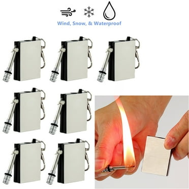 7 Pack of Waterproof & Windproof Permanent Match Lighter, Strike To Light Survival Camp Fire Starter, Stainless Steel Flint Survival Tool