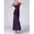 thumbnail image 2 of Whitewed Womens Long Flamenco Smooth Ballroom Dance Dancer Party Performance Wear Purple, 2 of 6