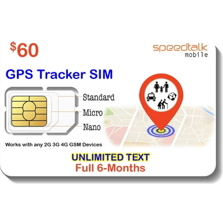 $60 GSM SIM Card for GPS Trackers - Pet Kid Senior Vehicle Tracking Devices - 6 Months