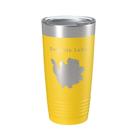 Sequoia Lake Map Tumbler Travel Mug Insulated Laser Engraved Coffee Cup California 20 oz Yellow